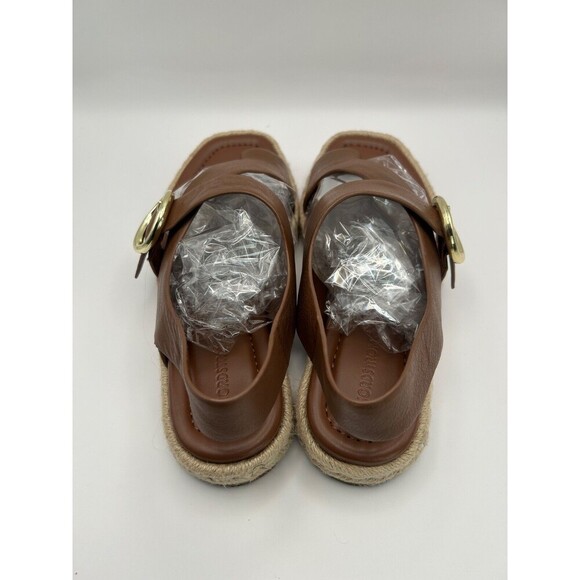 Nordstrom Brown Leather Strappy Sandals – Women’s Size 7.5M – Gold Buckle Detail - Picture 3 of 6